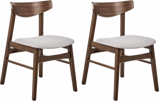 Set di 2 sedie da pranzo BELIANI in tessuto grigio con struttura in legno di gomma marrone scuro stile retrò e minimalista – 1