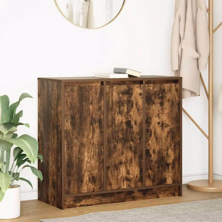 Credenza moderna vidaXL in legno multistrato e MDF color rovere fumo L: 85 cm, P: 34 cm, H: 76 cm