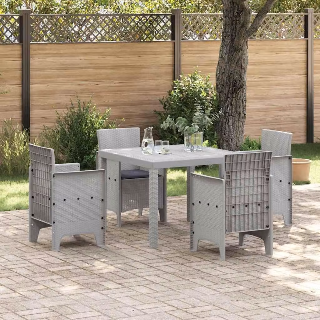 Maison Exclusive - Set da pranzo per esterno, 5 pezzi, polipropilene grigio chiaro
