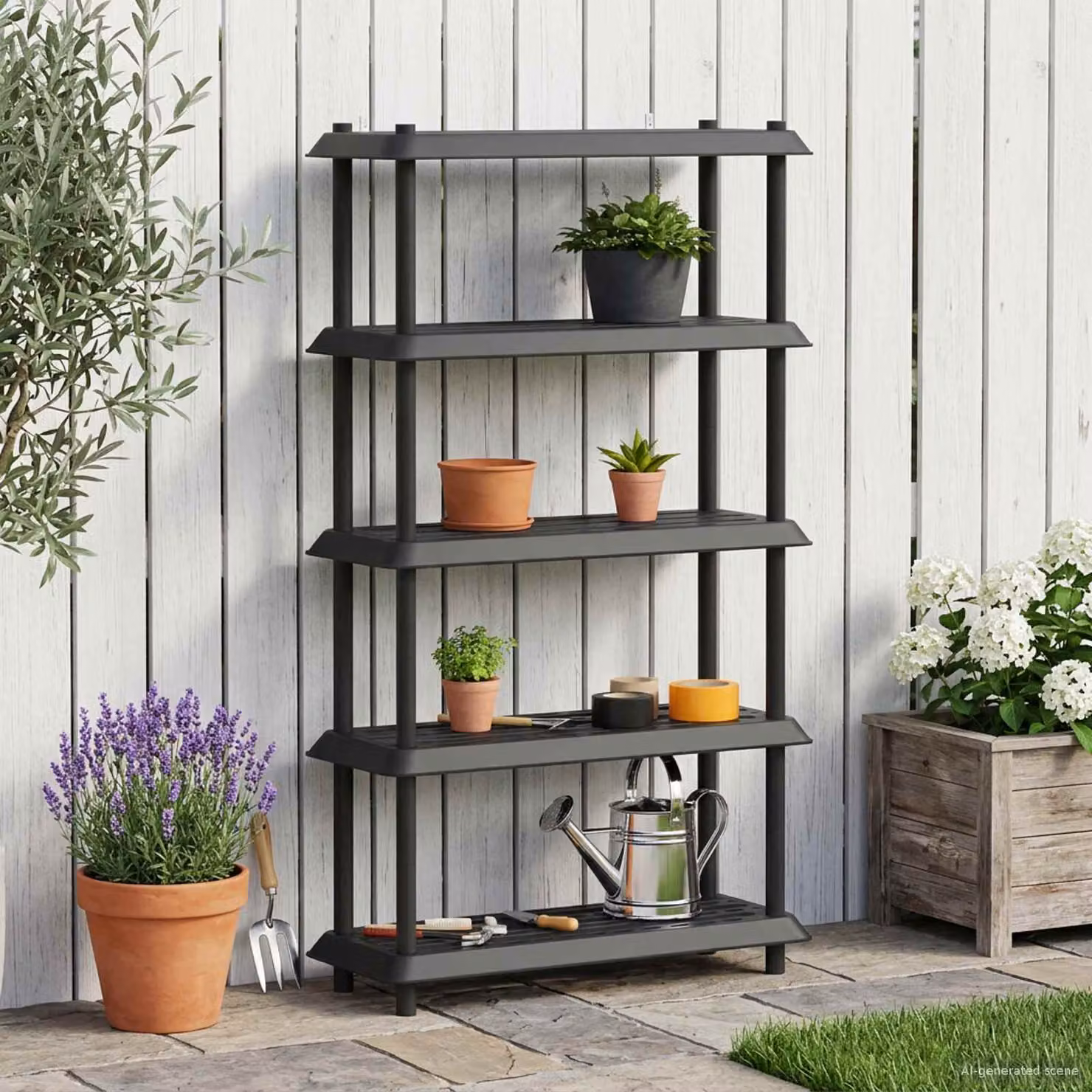 Unità di scaffalatura vidaXL a 5 livelli in plastica, colore antracite, L 100 cm x P 40 cm x H 177 cm