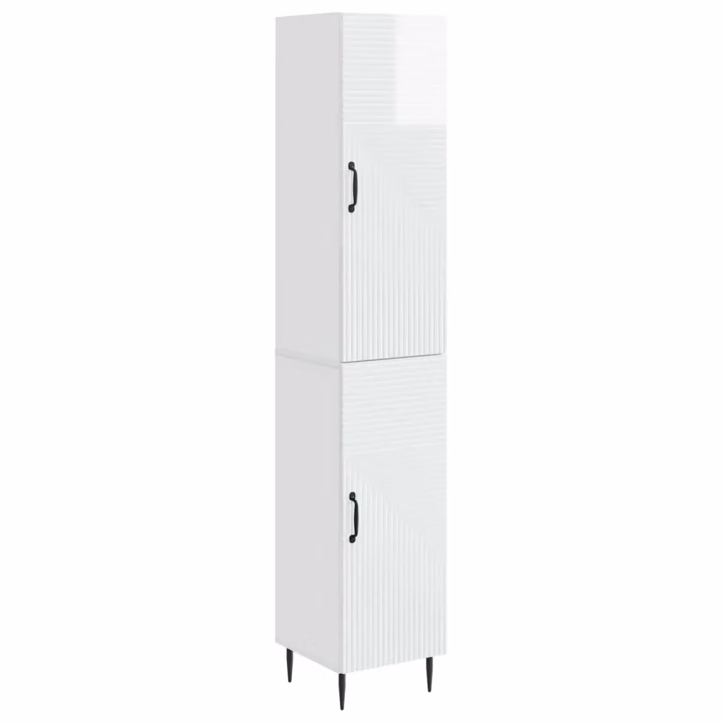 Set di 2 armadi moderni vidaXL con ante scorrevoli in bianco lucido e ripiani interni in MDF per camera da letto o ufficio – 2
