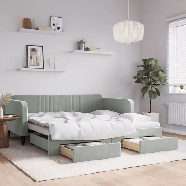 Divano Letto Moderno vidaXL Grigio con Struttura Imbottita per Soggiorno e Camera da Letto – 1