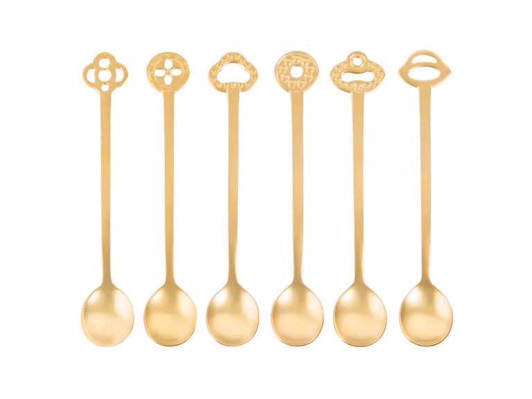 Party Item Oriental Set di 6 Cucchiaini - Antique PVD Gold