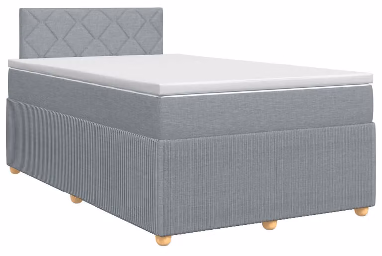 Letto a molle con materasso grigio chiaro 120 x 200 cm in tessuto