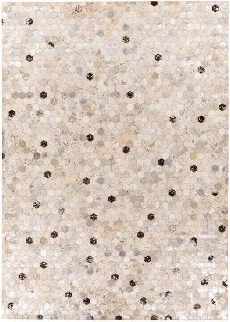 Tappeto Ravi 400 in vera pelle argento e grigio 120x170 cm