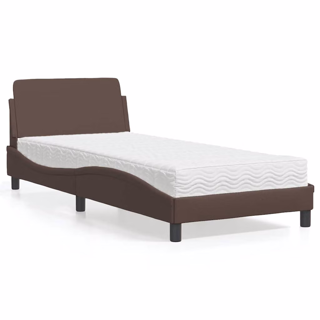 Letto con Materasso Dover vidaXL in Similpelle Marrone e Bianco L/P/H: 80 x 200 cm