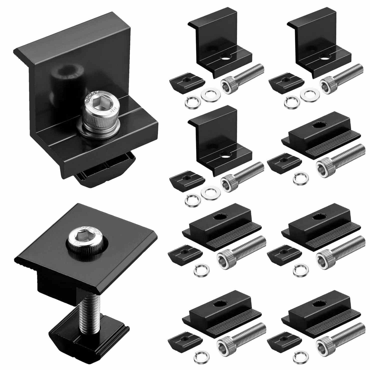 Kit di fissaggio per pannelli solari, per 4 pannelli, 35 mm, alluminio, colore nero