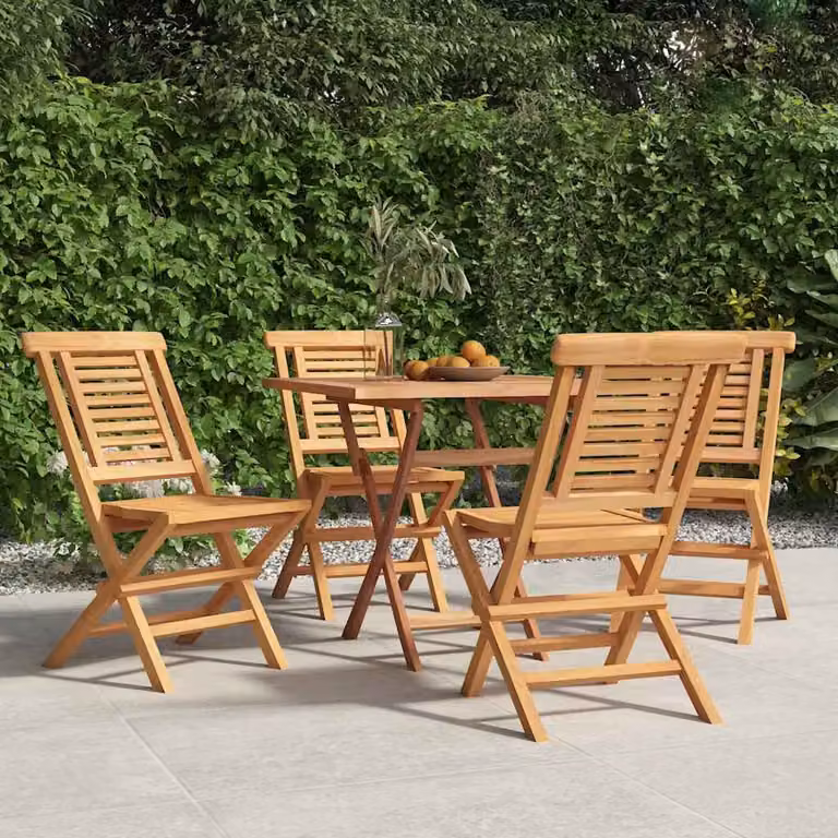 Set di 4 sedie pieghevoli vidaXL in legno di teak marrone per giardino L/P/H: 47 x 45 x 90 cm