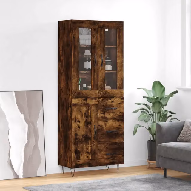 Credenza Rovere Fumo 69,5x34x180 cm in Legno Multistrato 3198694