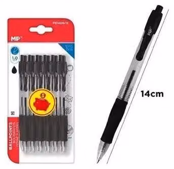 Penna a sfera nera 1,0 mm, confezione da 12 pezzi - MP Main Paper