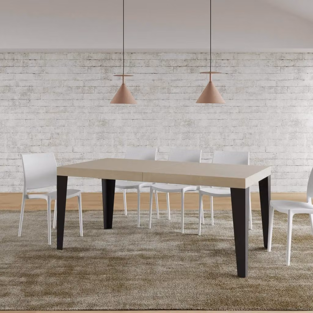 Tavolo allungabile moderno Giordanoshop Flame Premium Cashmere con telaio antracite L/P/H: 200-460 x 90 x 77 cm – 2