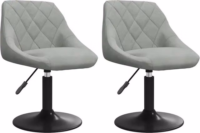 Set di 2 sedie da pranzo girevoli a 360 gradi in velluto grigio con struttura in metallo e plastica per cucina e sala da pranzo – 1