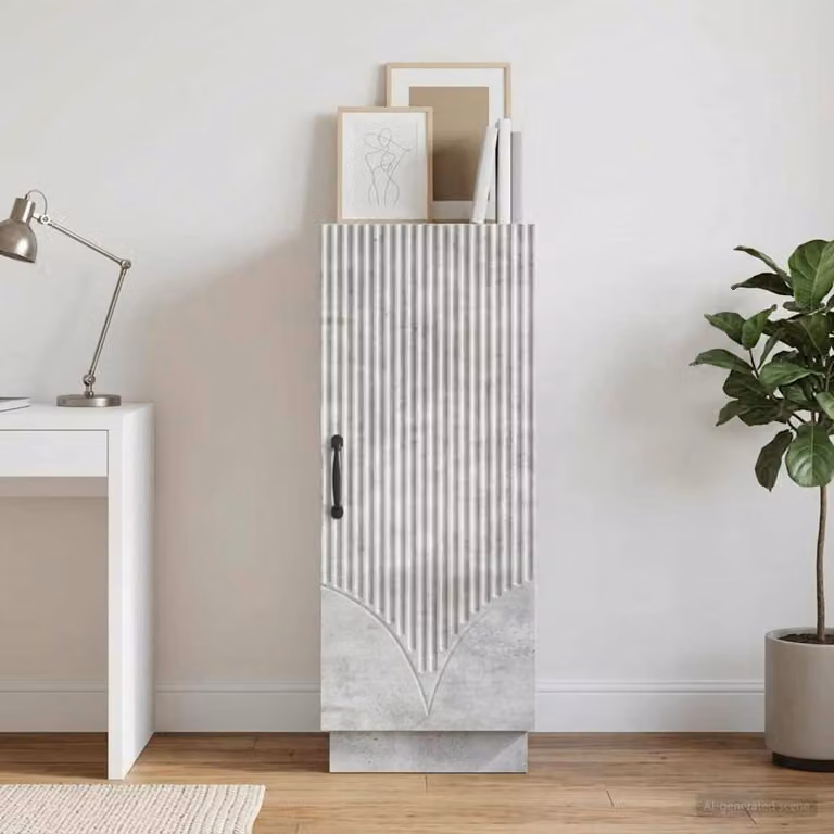 Credenza moderna vidaXL in legno ingegnerizzato grigio cemento L: 33 cm, P: 34,5 cm, H: 87 cm