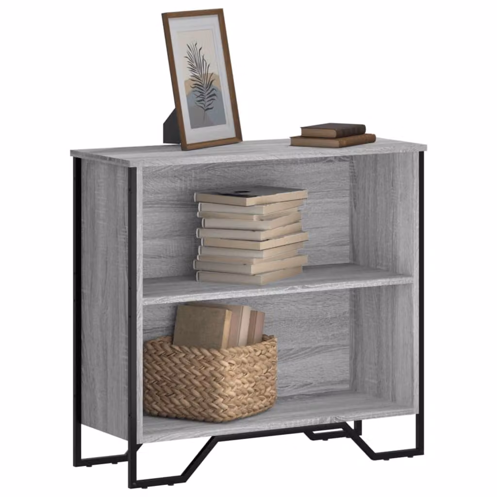 Libreria moderna vidaXL in legno e metallo Grigio, L 80 cm x P 31 cm x H 74,5 cm