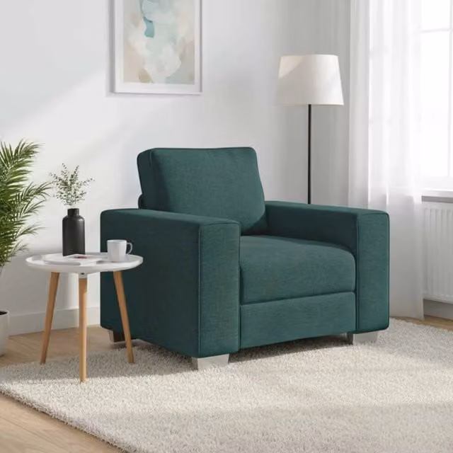 Poltrona moderna vidaXL in tessuto verde con braccioli per soggiorno L: 100 cm, P: 77 cm, H: 82 cm – 1
