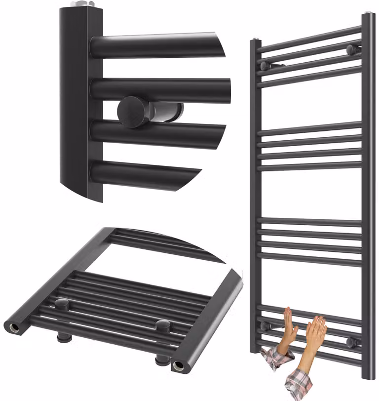 Granitan - Radiatore da bagno - Scaldasalviette - 60x110 cm - Nero - Scaldasalviette - BRENO