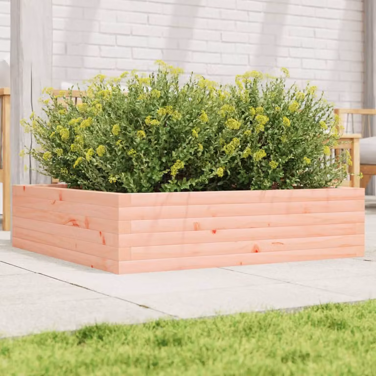 Fioriera da giardino vidaXL in legno massello di Douglas, colore marrone, L 90 cm x P 90 cm x H 23 cm