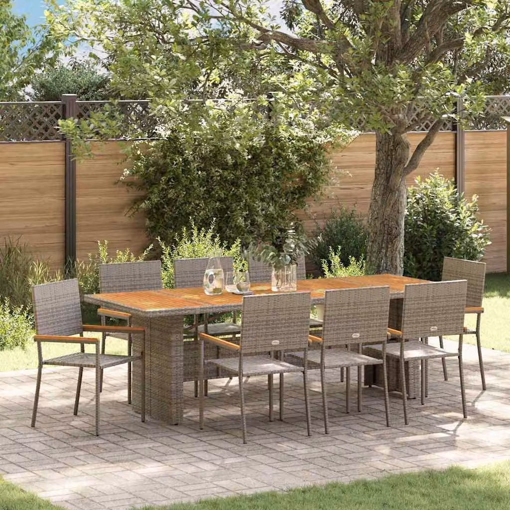 Maison Exclusive - Set da giardino per esterni, 9 pezzi, grigio, in rattan sintetico