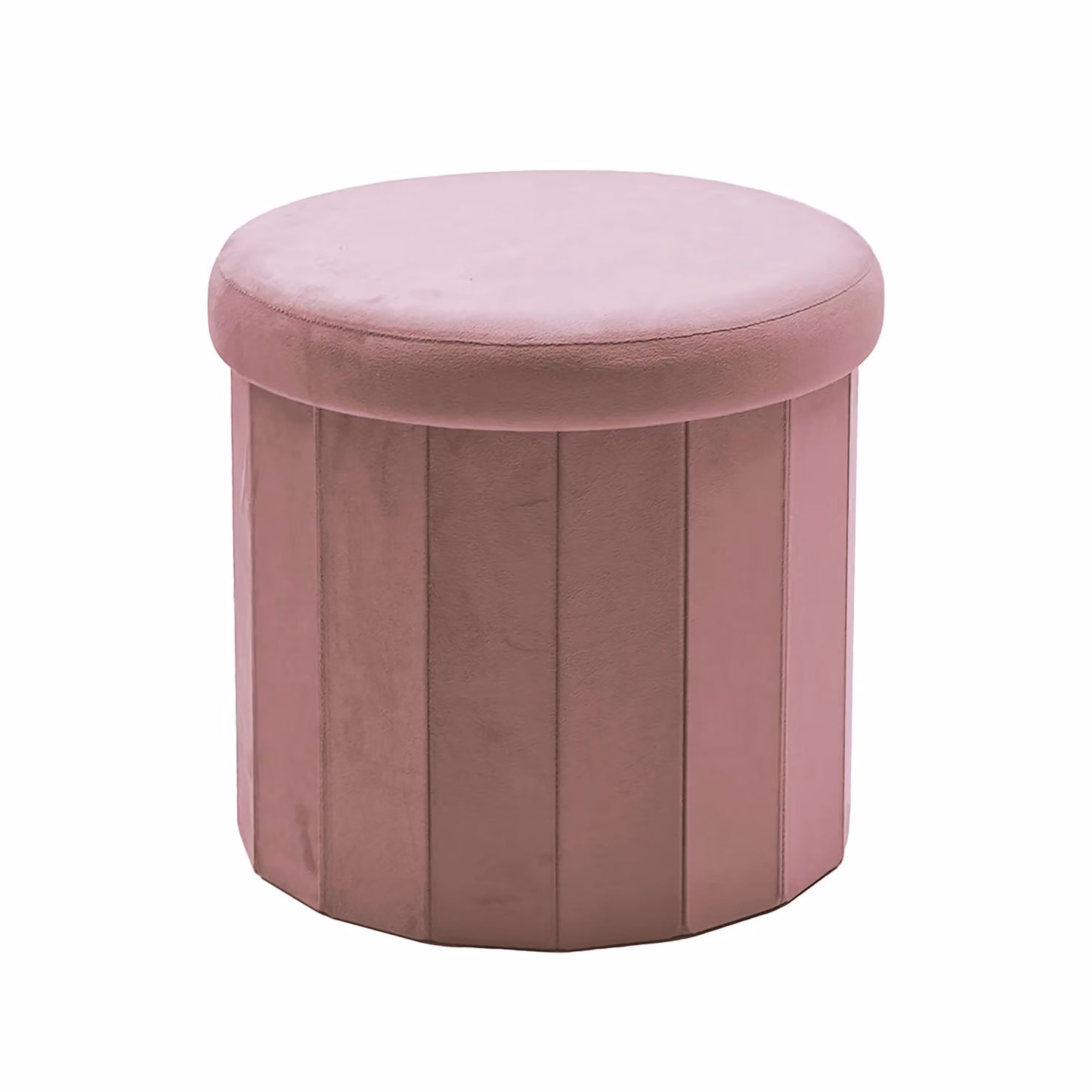 VESTIAMO CASA Pouf Contenitore Rosa in Velluto, Forma Cilindrica, H 38 cm x Diametro 40 cm – 1