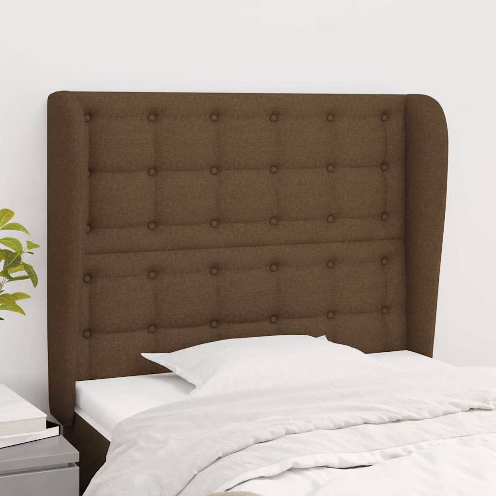 Testiera ad orecchio vidaXL in tessuto marrone scuro L: 83 cm, P: 23 cm, H: 118/128 cm
