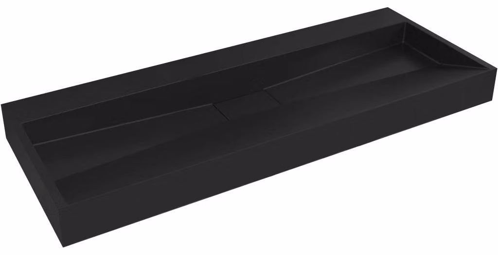Lavabo in marmo composito Vita, disponibile sia da appoggio che da parete, colore nero opaco, dimensioni 100x46 cm