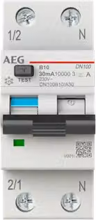 BUSCH JAEGER Interruttori differenziali DN100B10/A30 1P+N Tipo A B 10A 30mA 10kA (2CSR975131R1105)