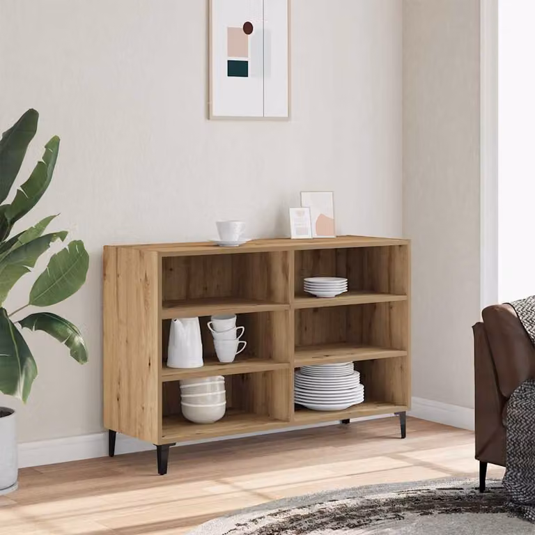 Credenza moderna vidaXL in MDF color rovere marrone L: 103,5 cm, P: 35 cm, H: 70 cm