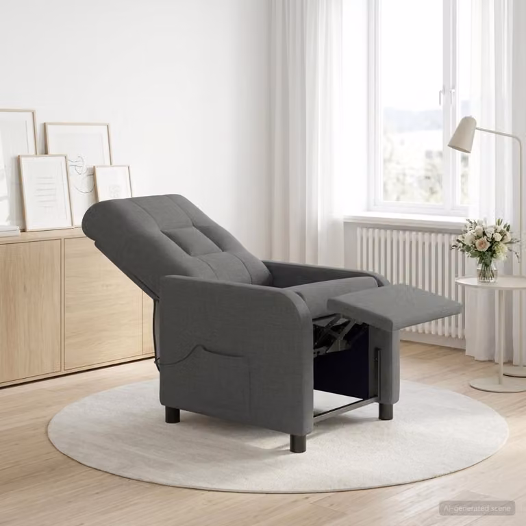 vidaXL Poltrona Relax Recliner in Tessuto Grigio con Struttura Moderna