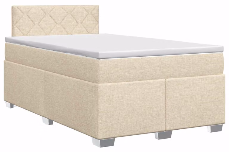 Letto a molle con materasso crema 120 x 200 cm in tessuto