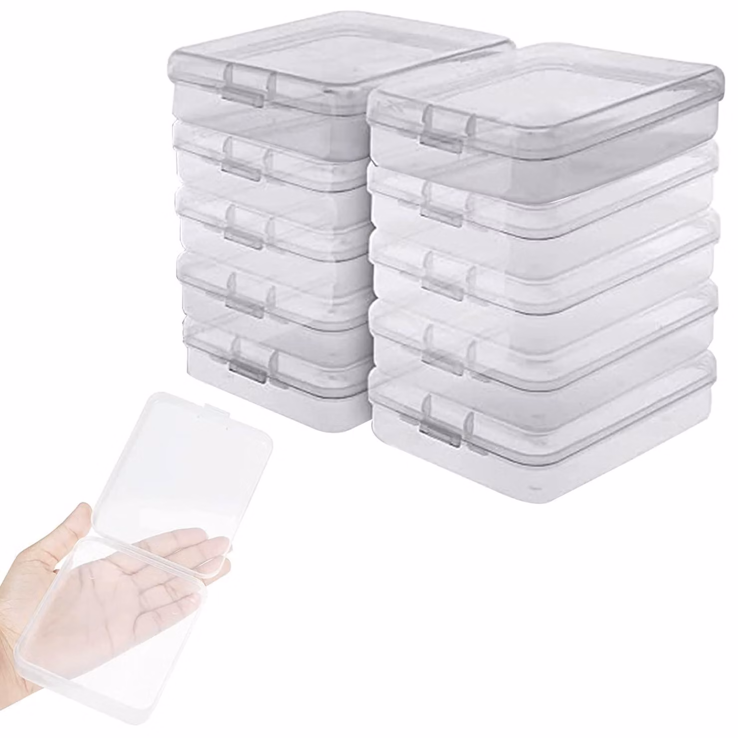 Contenitori in plastica con coperchio trasparente, 10 pezzi, impilabili, per piccoli oggetti