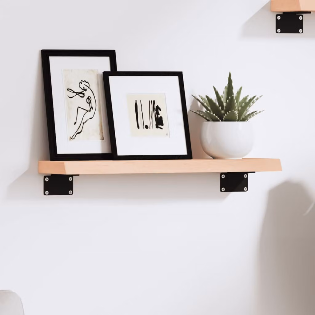 vidaXL Ripiano a Parete in Legno Massello di Rovere Non Trattato, Colore Marrone, L 40 cm x P 10 cm x H 2 cm