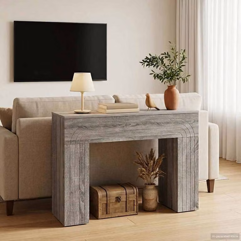 vidaXL Tavolino da salotto rettangolare in MDF laminato Grigio, L: 102 cm, P: 35 cm, H: 75 cm