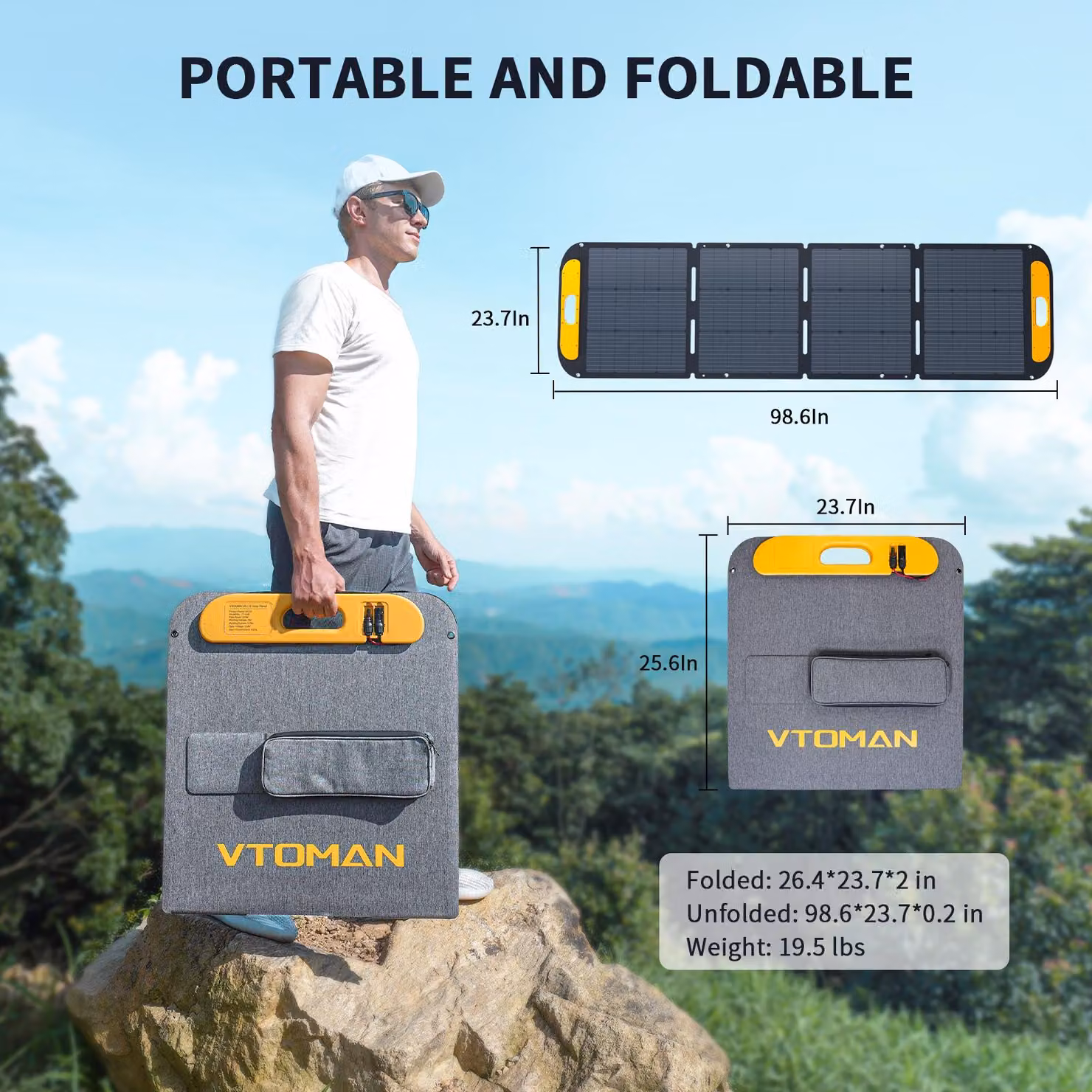 Kit di pannelli solari portatile - 200 W, 48 V - Silicio monocristallino