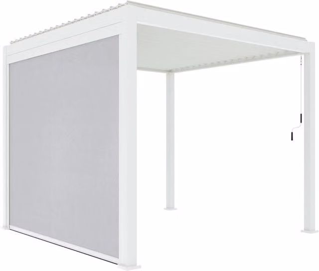 Pergola bioclimatica Sweeek in alluminio e acciaio zincato con tenda, L: 300 cm, Colore: bianco
