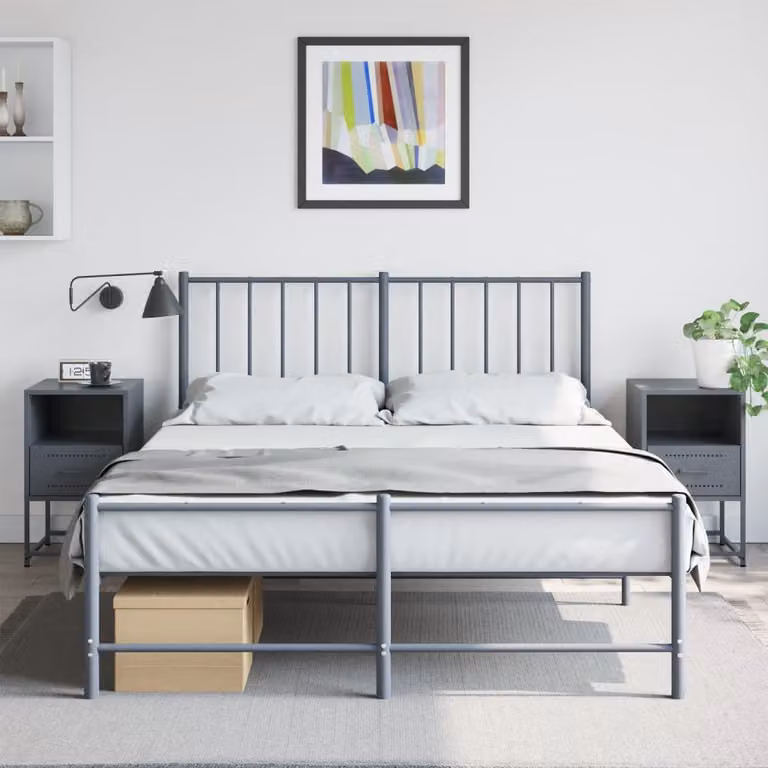 Set di 2 comodini vidaXL in metallo stile industriale, colore antracite, L 36 cm x P 39 cm x H 60,5 cm