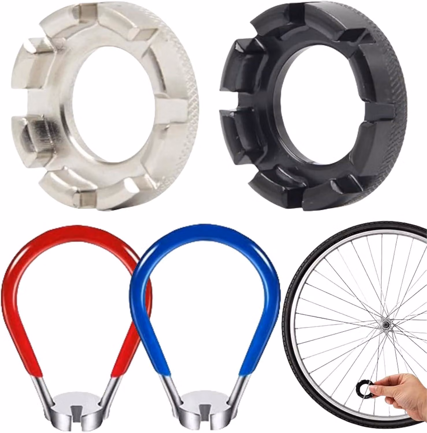 Set di attrezzi per bicicletta, composto da 4 pezzi, inclusa una chiave per raggi a 8 punte, in acciaio, ideale per la riparazione di biciclette