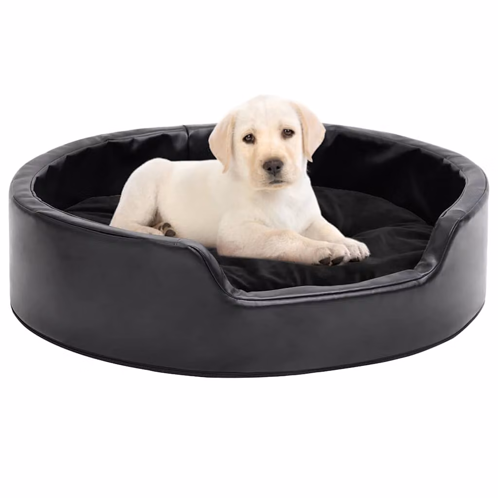 vidaXL Lettino per Cani Nero in Peluche e Similpelle L: 69 cm, P: 59 cm, H: 19 cm
