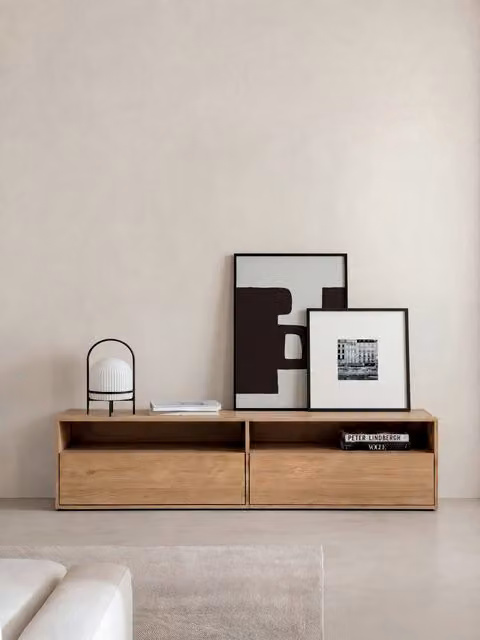 Mobile TV Hegas Kenay Home colore naturale beige e marrone con design moderno per il tuo soggiorno