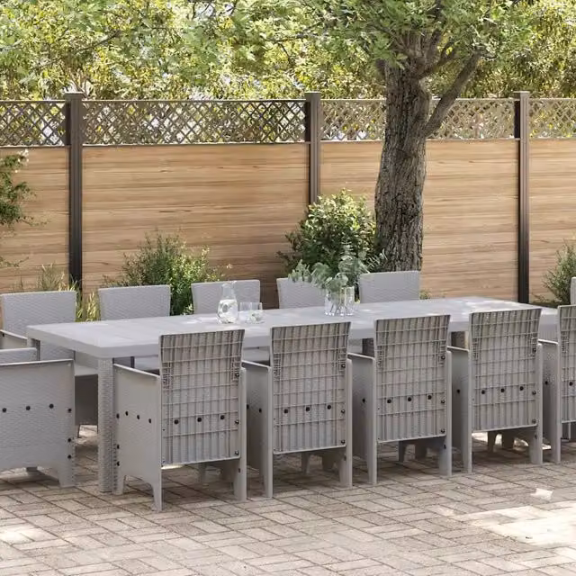 Set da Pranzo per Giardino 13 pz Grigio chiaro Poly Rattan 3378627