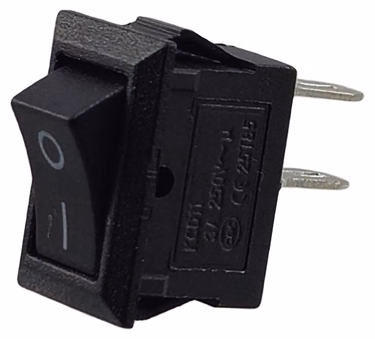 Mini interruttore a levetta, 250V, 3A, 2 poli, on/off, 9x13mm, nero