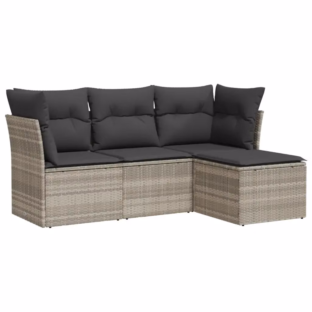 Set Divano da Giardino a L vidaXL con Cuscini Grigio con Struttura in Metallo e Polyrattan per 4 Persone – 2