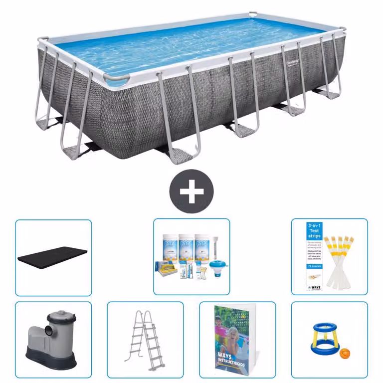 Bestway Power Steel, piscina rettangolare - 549x274x122 cm - composta da 6 parti, modello S548