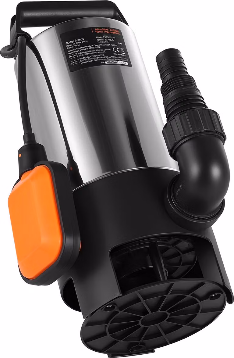 SucceBuy Pompa sommergibile 710W, 20000l/h, pompa per acque reflue, acque sporche e acque pulite con galleggiante automatico, prevalenza 9m, adatta per piscine, stagni e aree allagate