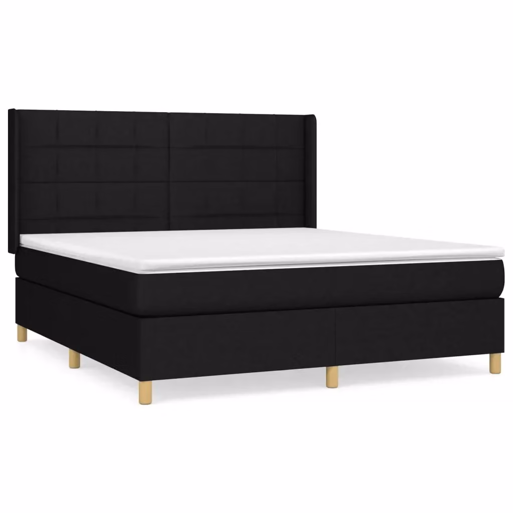 vidaXL Giroletto a Molle con Materasso Ibrido in Tessuto Nero L/P/H: 160 x 200 x 128 cm – 2