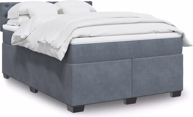 Maison Exclusive - Giroletto a Molle con Materasso Grigio Scuro 160x200 cm Velluto