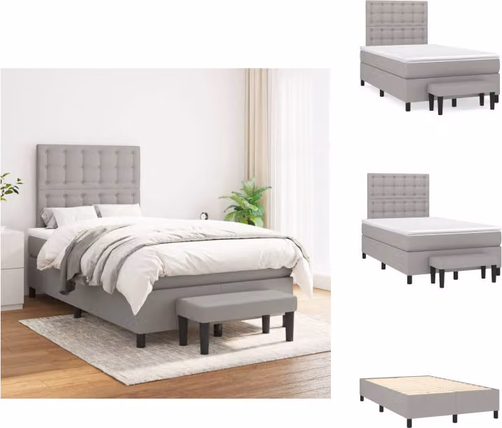 vidaXL Letto a molle con materasso in tessuto grigio chiaro 120x200 cm - Letti & strutture letto