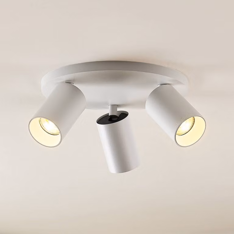 Arcchio Faretto Brinja, bianco, rotondo, Ø 6 cm, a 3 luci, GU10 Brinja Arcchio, dimmerabile, Bianco / Opale, Corridoio, Alluminio, Moderno, Faretto
