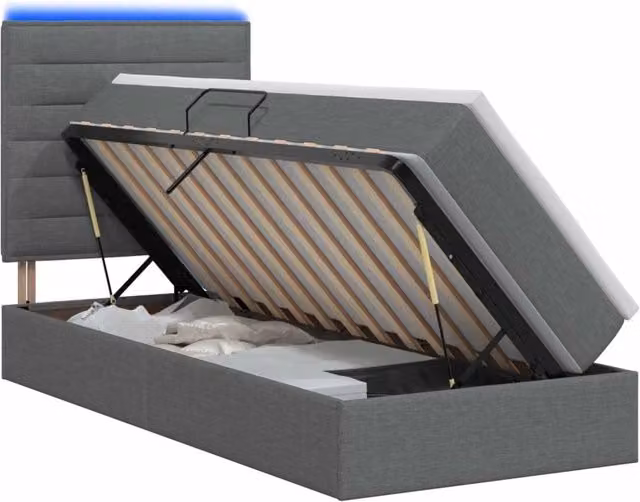 Letto con contenitore LED e materasso Grigio Scuro 90 x 190 cm 3459850