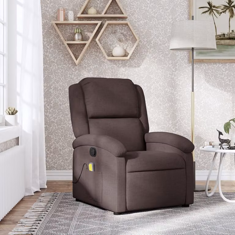 vidaXL Poltrona Relax Reclinabile Moderna in Tessuto Marrone con Braccioli