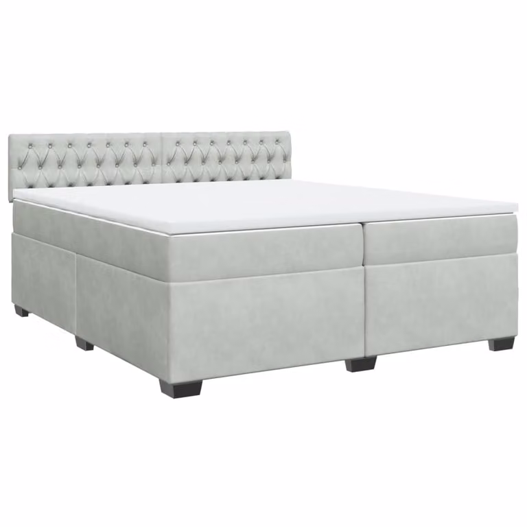 Giroletto a Molle con Materasso Grigio Chiaro 200x200cm Velluto